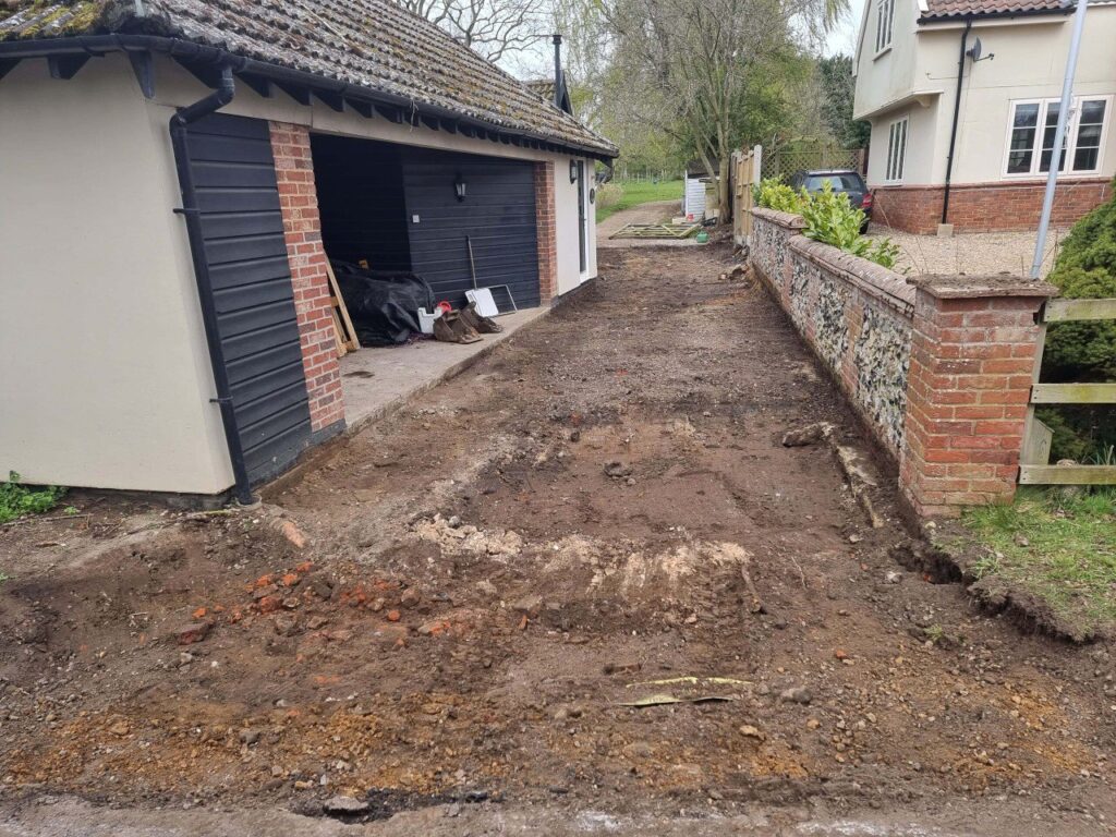 This is a tarmac driveway that is in the process of being dug out and installed by Sittingbourne Driveways